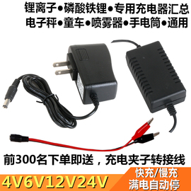 童车电瓶充电器4v6v12v24v蓄电池锂电池电动喷雾器音响铁锂电源