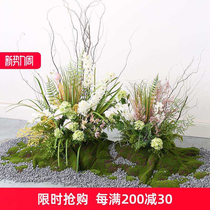 大型仿真绿植造景花艺园景室内餐厅酒店花槽植物景楼梯角落花丛