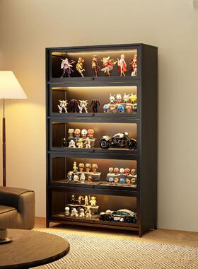 家用储物柜客厅防尘子书柜钢化玻璃展示柜儿童书架置物架钢制门3c