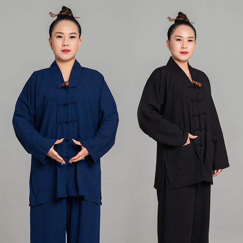 武农新款太极服男女棉加丝道袍居士服武术晨练功服直销