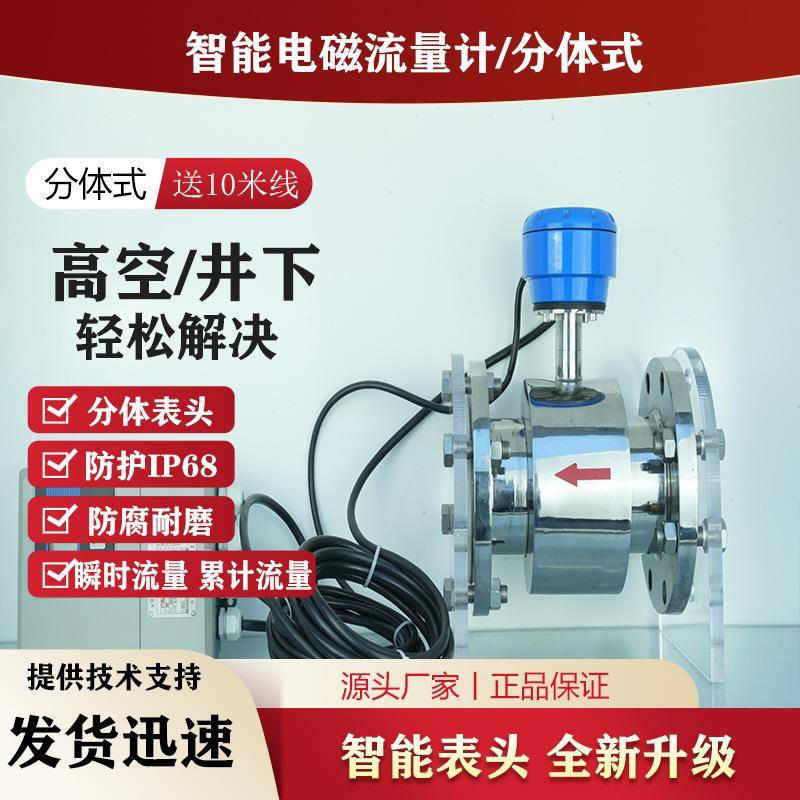 分体电磁流量计污水DN100酸碱盐电子流量计转换器3电极F4江苏横河