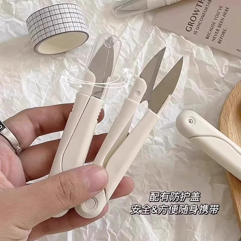 3把U型圆家头迷你便快小刀携用递十字绣线头剪刀.