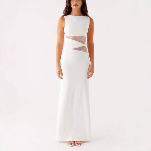 Elegant One-Shoulder Lace Cut-Out Long Dress, Shoulder