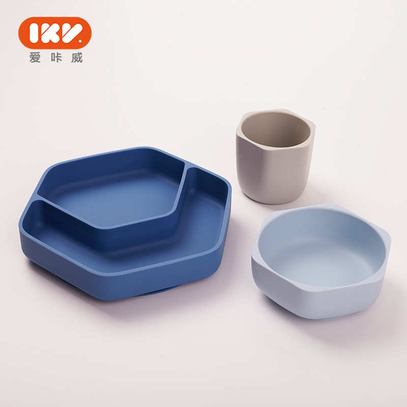 吃饭喝粥吃宝宝摔硅胶防餐具碗蜂巢吸盘全of9d盘饭碗儿童餐