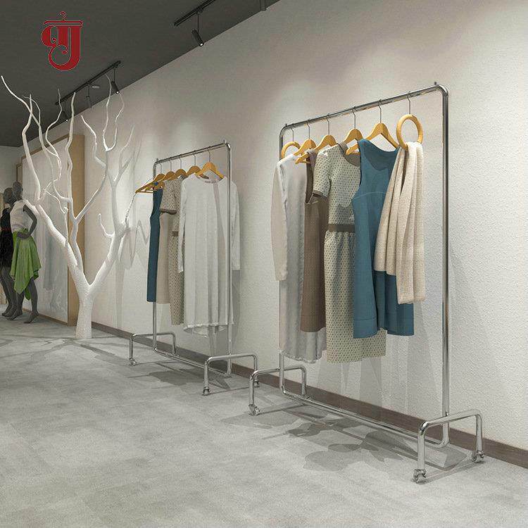 服装店落地式展示架 商场卖场挂衣服不锈钢落地货架中岛陈列架