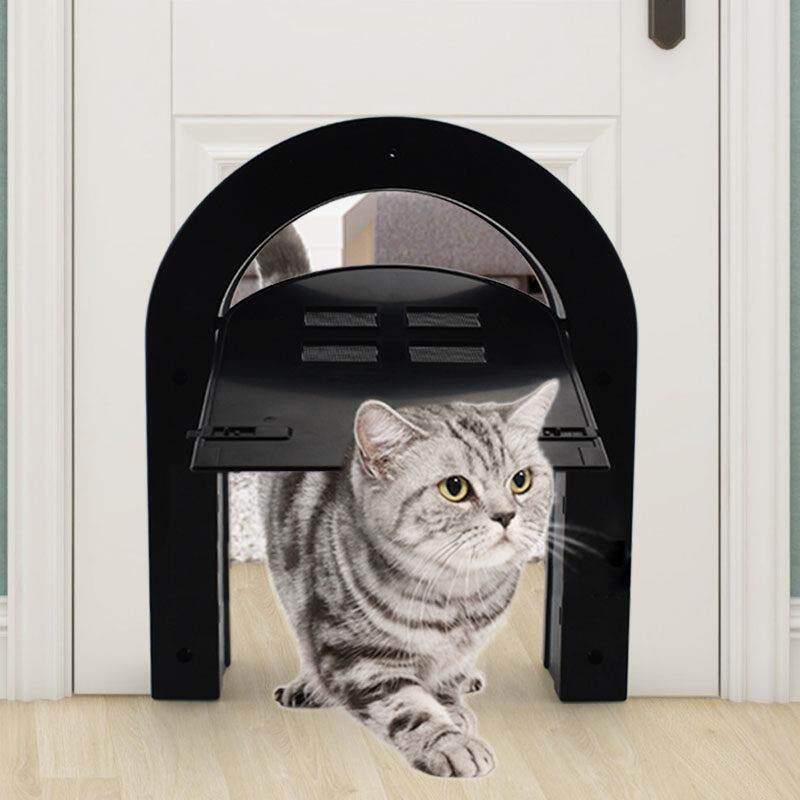 宠物门洞拱形设计 小猫小狗安全门 黑色塑胶出入口 可调式尺寸