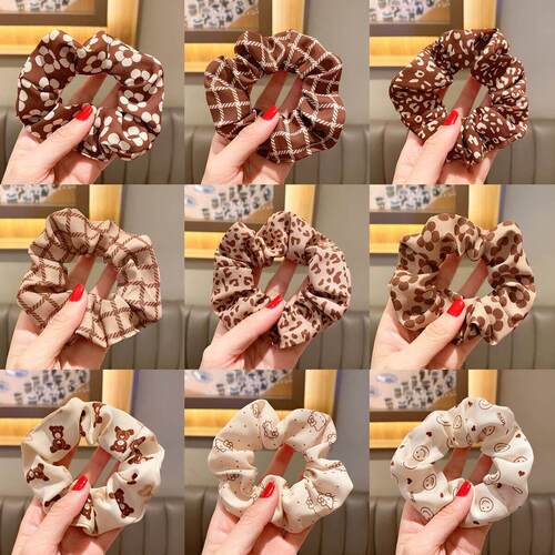 3/5/Pcs Silk Scrunchies Print Leopard Scrunchie Set Elastic