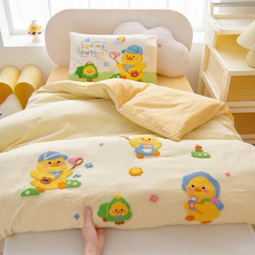 幼儿园被子三件套全棉毛巾绣儿童被褥宝宝午睡床品含芯入园多件套