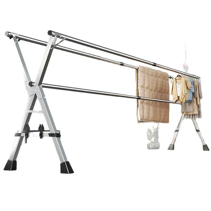 折叠晾衣架落地室内家用阳台卧室不锈钢室外凉伸缩杆式晒被子