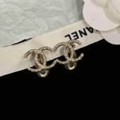 香奈儿CHANEL现代时尚 98新 女士双C耳环镶钻金闪耳钉耳夹女款