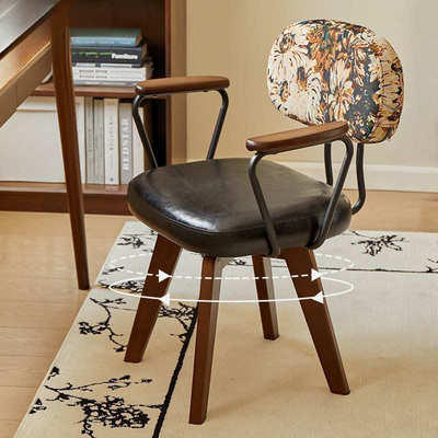 电脑椅家用久坐书房办公室可旋转中古椅子复古靠背化妆凳美甲椅子