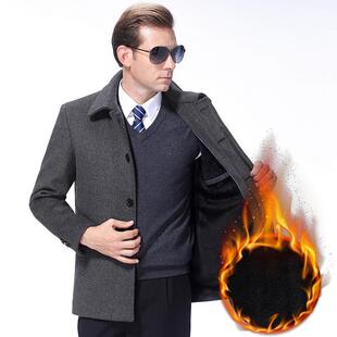 短款 高羊端绒羊款 F中年商务男士 新1305 毛呢大衣呢毛 夹克男秋冬季