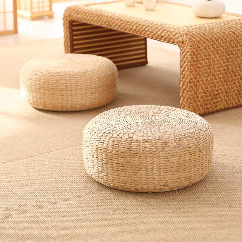 蒲团坐垫草编儿童家用地上跪拜圆形装饰飘窗榻榻米四季打坐垫子