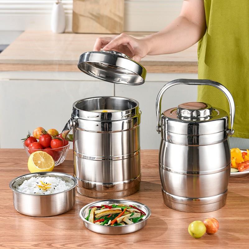 304不锈钢保温便当盒3层成人保温桶超长保温大容量学生便当盒手提