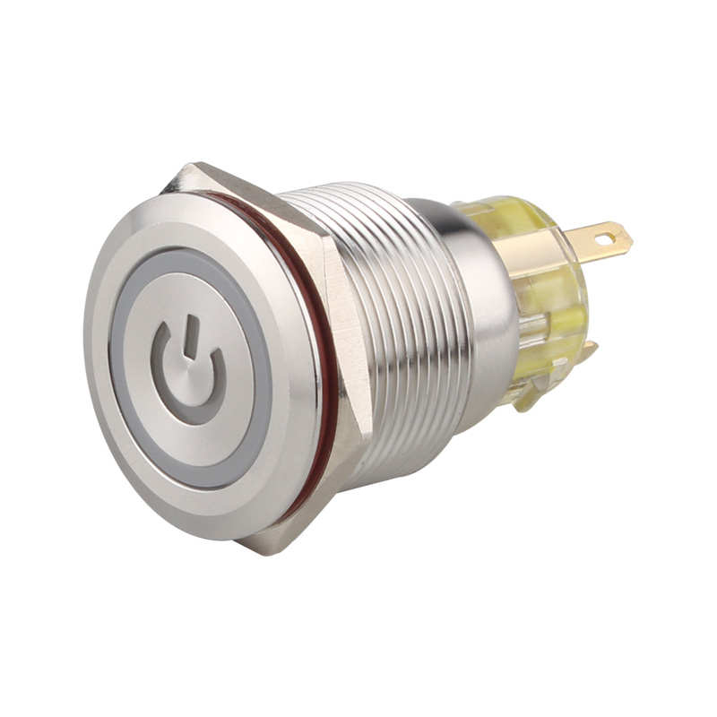 按钮开关22mm自复不锈钢环形电源3v6v12v24v220V带灯金属按键开关