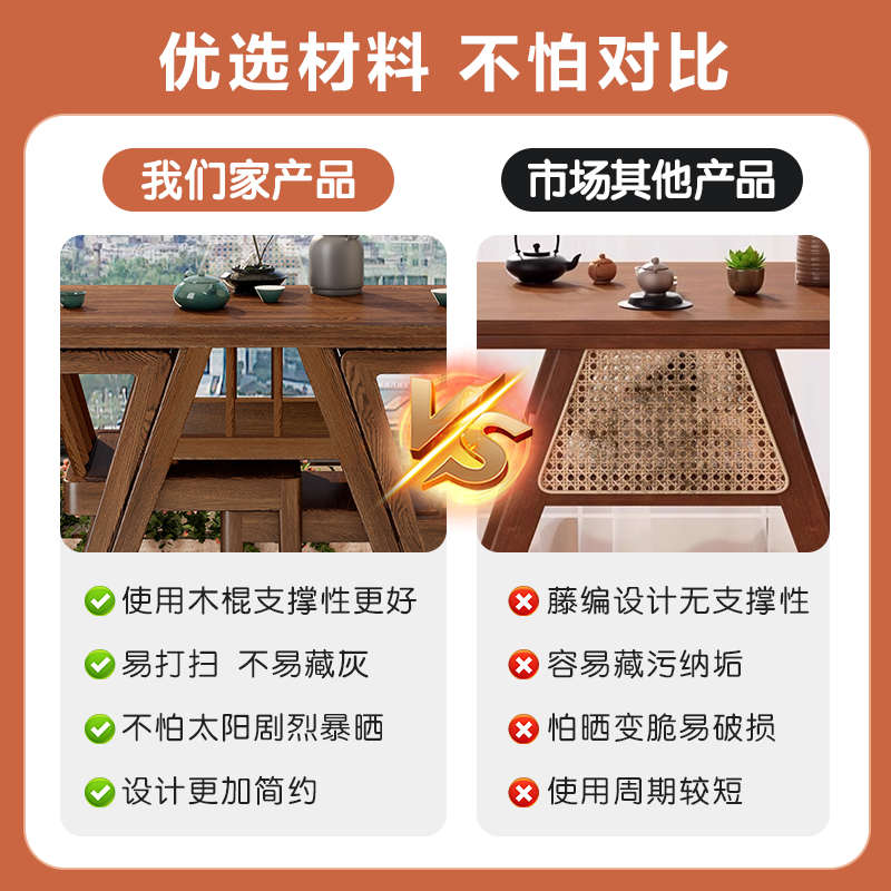 阳台茶桌椅组合三件套实木一桌二椅创意休闲小桌椅小户型看书桌椅