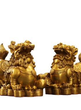 厂家全铜貔貅摆件招财一对店铺客厅办公室摆件工艺品开业送礼