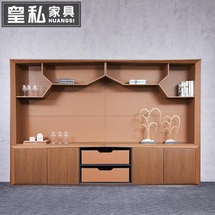 皇私高端现代时尚 轻奢办公家具总裁文件资料储藏柜马鞍皮面 意式