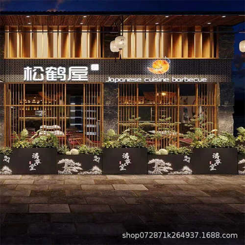 户外不锈钢花箱组合市政花坛售楼部外摆商业广场铁艺花槽围栏定制