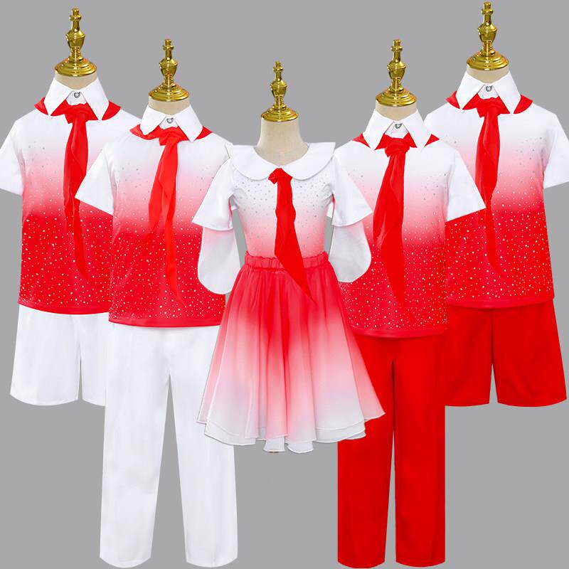 纯智恋十一儿童中小学生合唱演出服诗歌朗诵红领巾表演服红合唱团