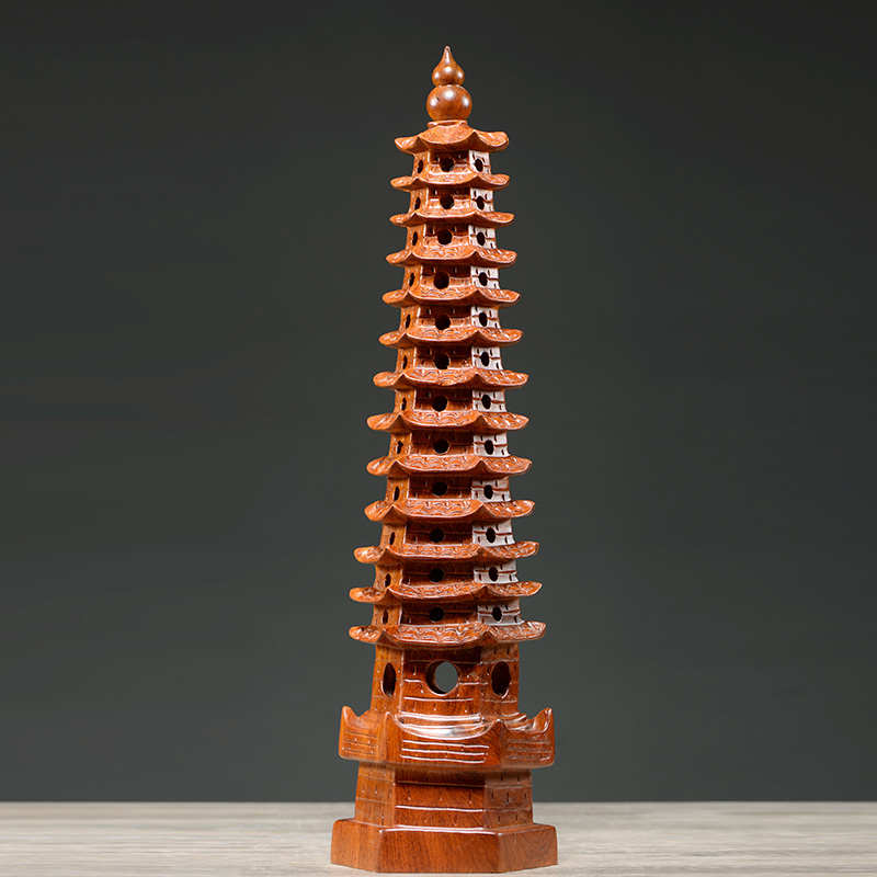 黑塔装层办公7文峰塔13实木书房层雕刻工艺品层文昌木质檀摆件9
