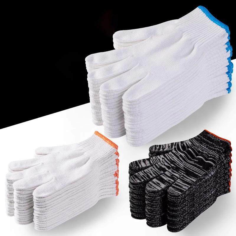 新款劳保黑色尼龙手套加厚耐磨男棉线工作劳动工地干活修车透气防