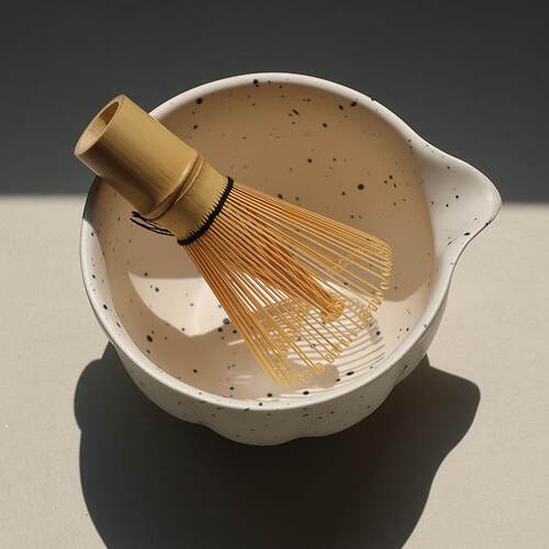 Japanese Matcha Tea Set 日式喷点哑光白釉 抹茶碗茶具套装