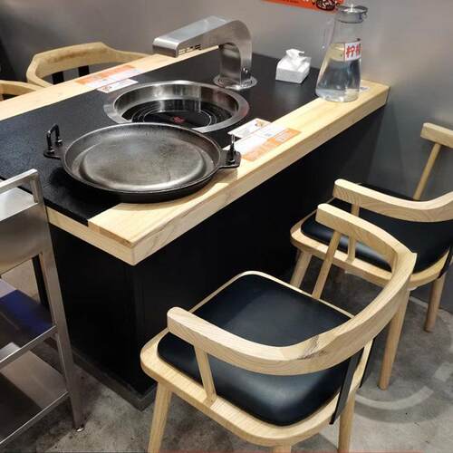 自助烤肉店岩板火锅桌 电磁炉烤涮一体火锅店商用大理石烧烤桌