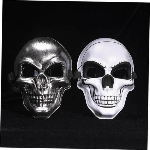 White ghost head skull mask Halloween scary cold light mask