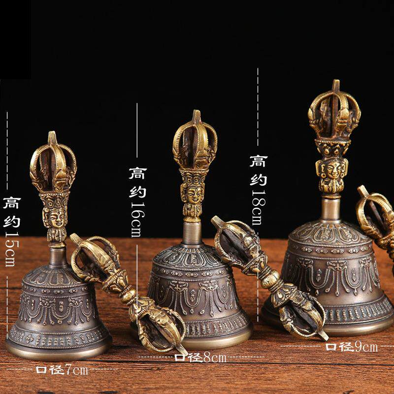 尼泊尔青铜铃声音空灵藏传佛寺用品五股金刚铃杵金刚铃