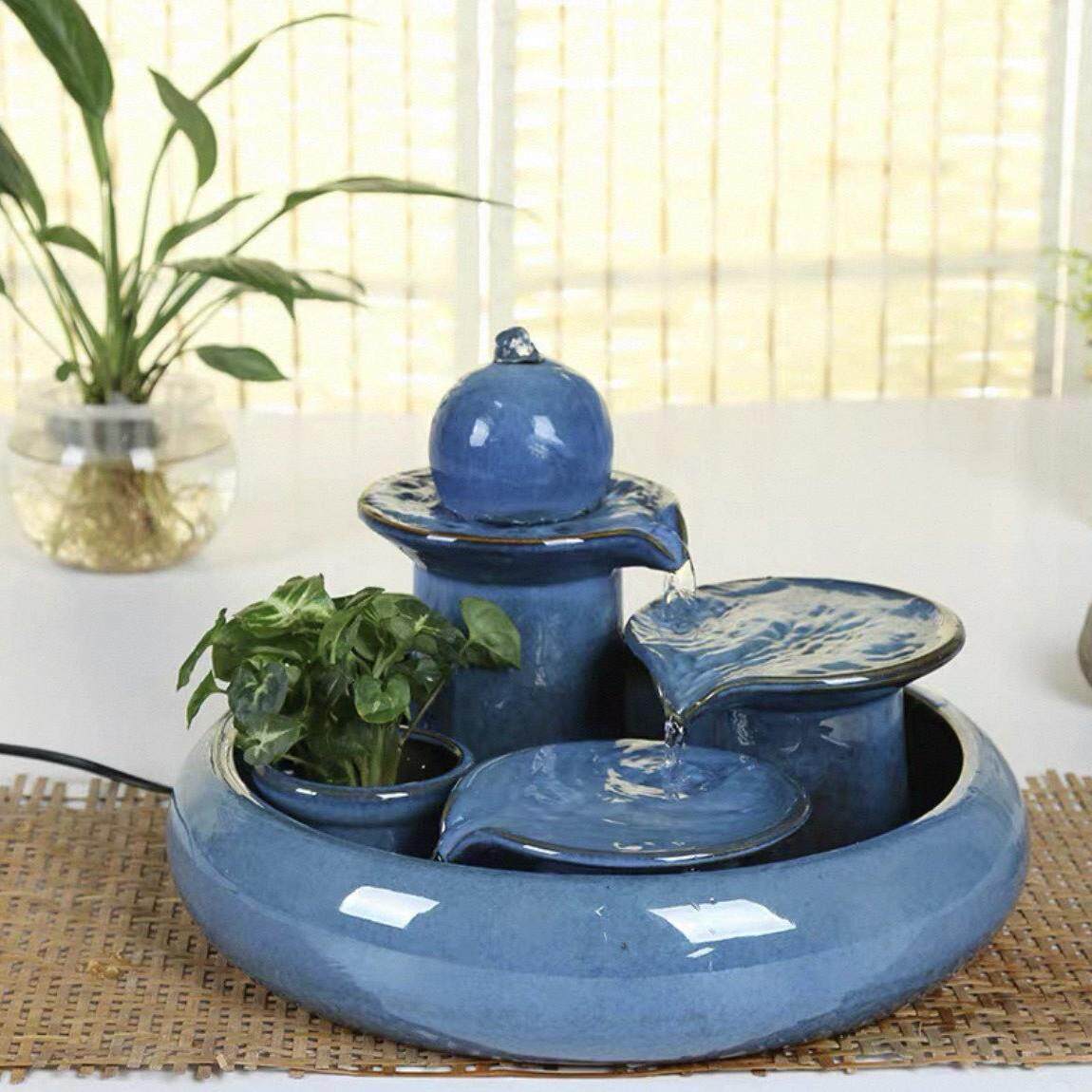 厂KTF家陶瓷假山流水喷鱼泉湿水雾化家居缸摆件高加山流水流器