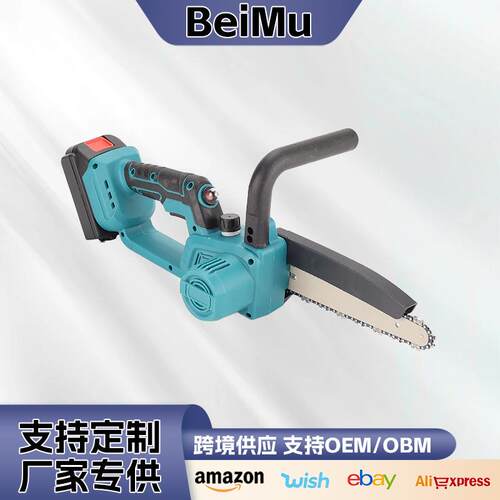 跨境多功能8寸锂电锯外贸10寸木工大功率伐木锯家用无线电链锯