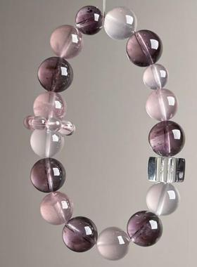 天然紫超七绿幽灵绿发晶银发晶紫水晶双尖轻奢高级感女手串