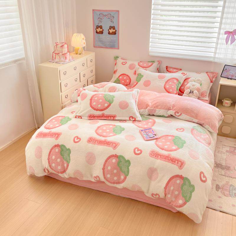 2025新款立体雪花绒印花大床四件套