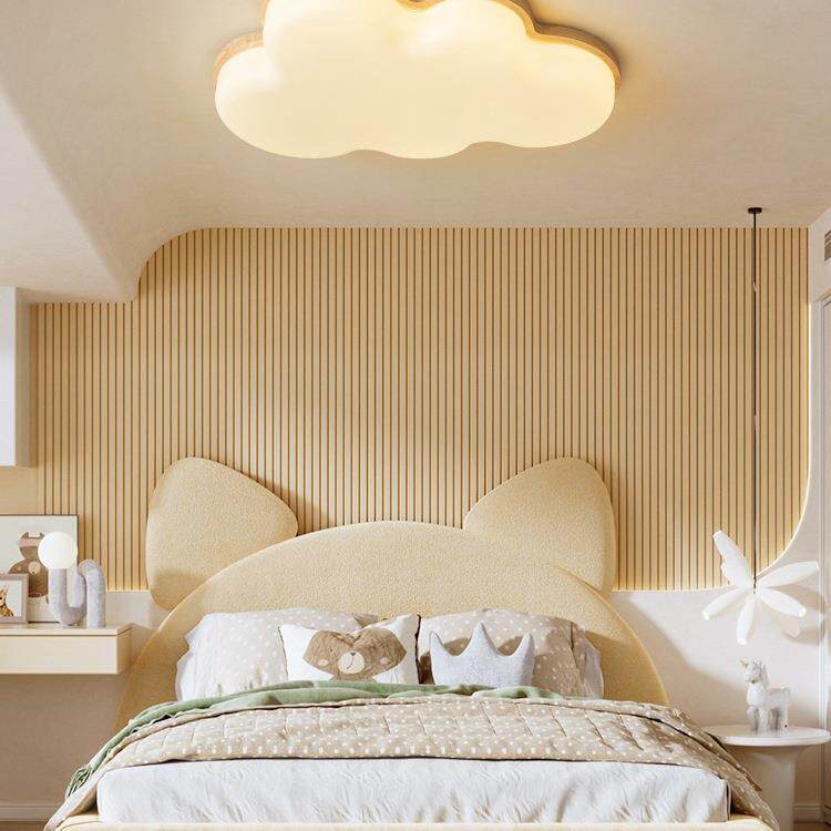 卧室灯日式原木云朵灯奶油风田园榻榻米护眼男女孩儿童房间吸顶灯