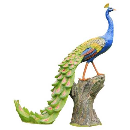 室外花园林景观仿真发光孔雀玻璃钢雕塑小区草坪动物模型造景摆件