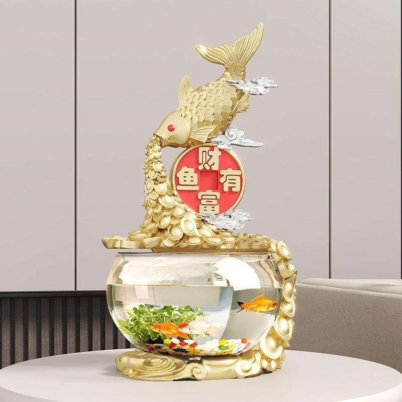 鱼开业摆件店铺前台收银台橱鱼缸窗桌面客厅装饰品乔迁之喜礼品