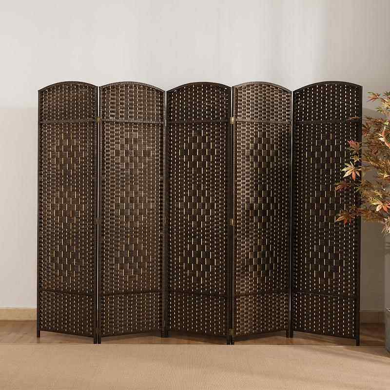 草编屏玄风折叠移动简易实木卧室客背隔断家用景004入门关饭店厅