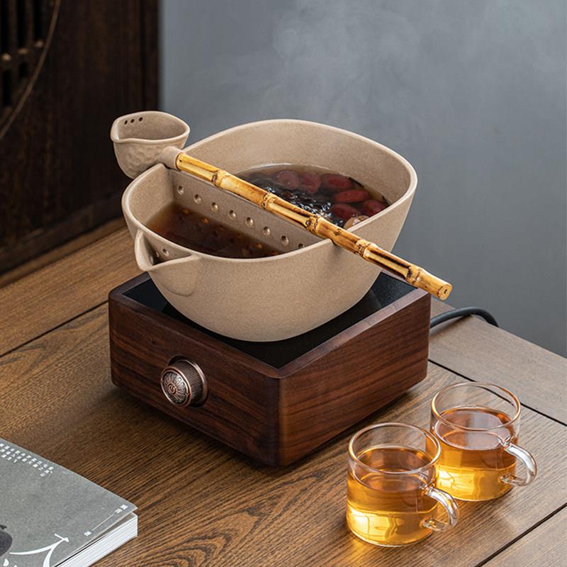 陶瓷煮茶古法合煮茶璧碗茶煮泡碗黑器白晶炉覆古罐罐茶陶壶NII套