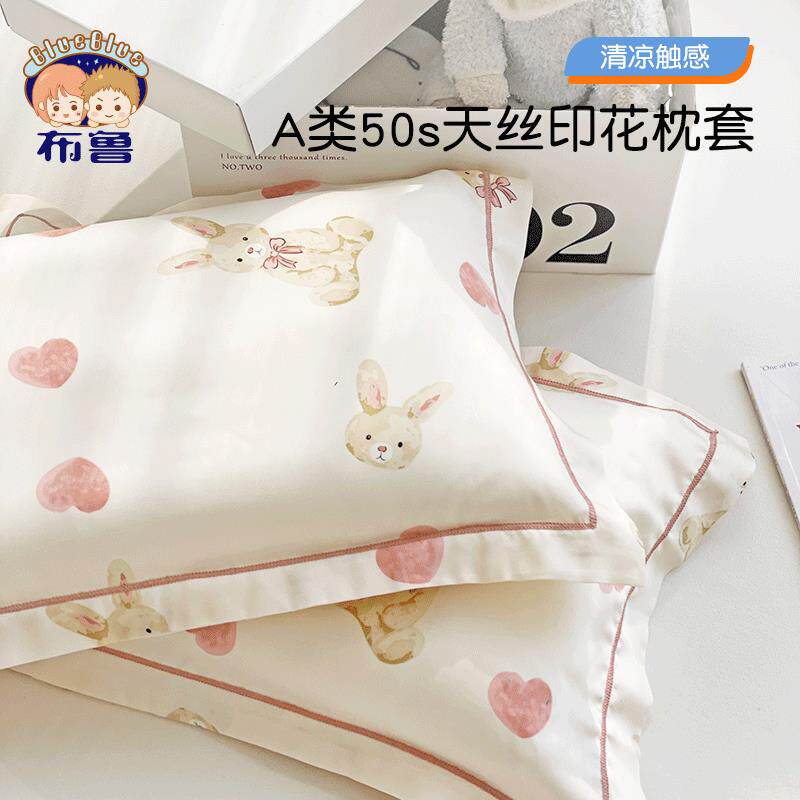 乳胶枕套40cmx60cmA类卡通天丝儿童冰丝枕罩枕头套夏季可爱学生枕