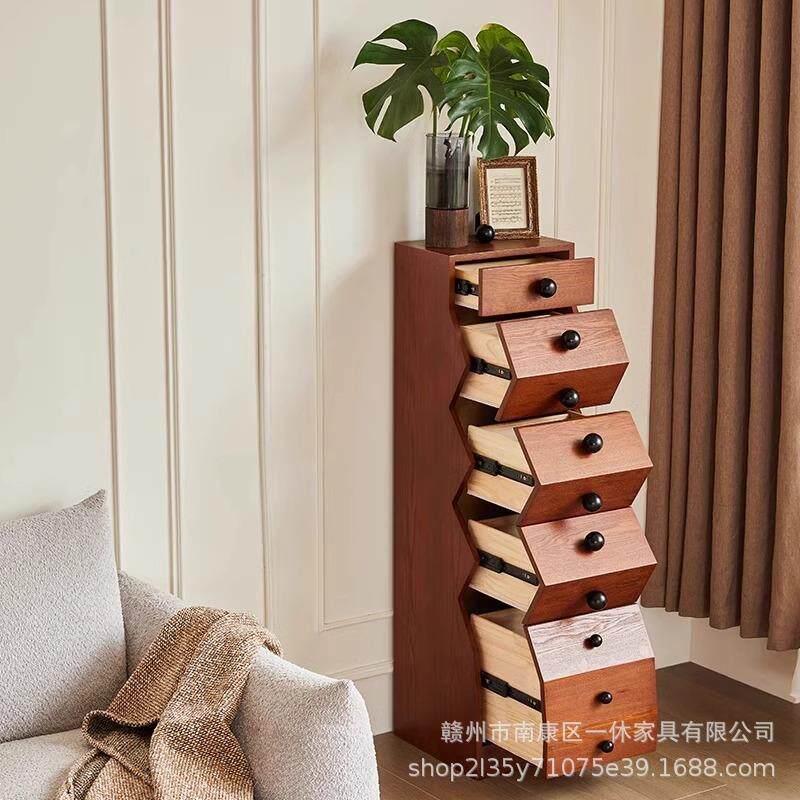 白蜡木法式中古风家具五斗柜客厅沙发复古小立柜设计师卧室储物柜