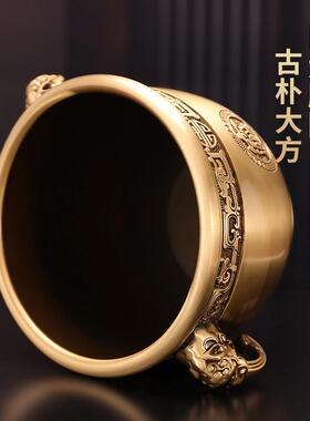 思友 铜聚宝盆百福缸摆件装饰品办公室乔迁新中式开业家居礼品