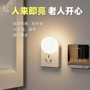 智能感应小夜灯插电款 1W暖光老人起夜人来自动亮