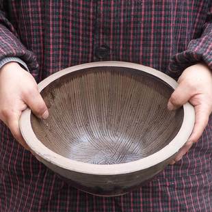 客家擂茶钵 潮汕擂钵家用海丰牙钵擂咸茶工具陶瓷捣碎罐研磨器老式