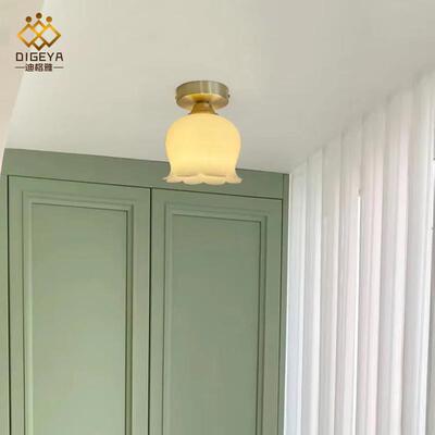 北欧简约仿玉石白铃兰卧室阳台吸顶灯奶油风楼梯间过道玄关吸顶灯