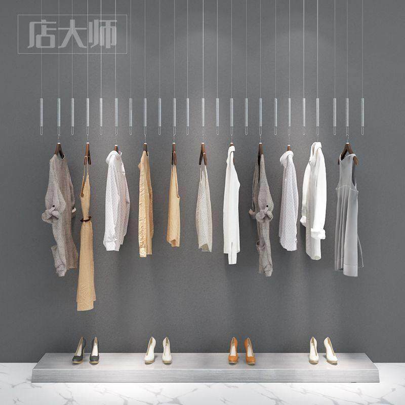 女装店货架展示架挂杆悬挂吊环服装店不锈钢拉丝吊架橱窗挂衣架