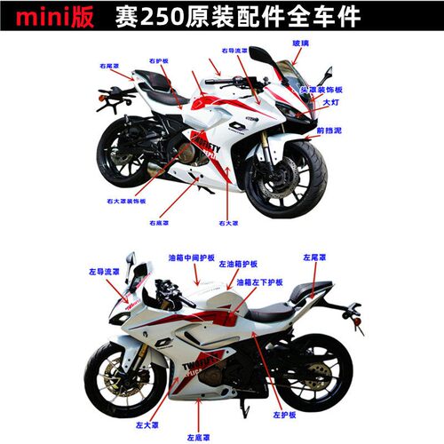 迷你mini版赛250配件QJ250GS-29F导流罩头罩大板尾罩油箱护板大灯