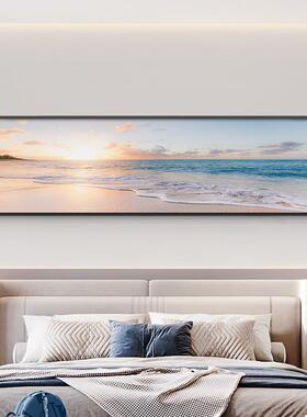 网红代简饰约卧室床头床装画海风景温馨主卧边房间背景墙挂画头现