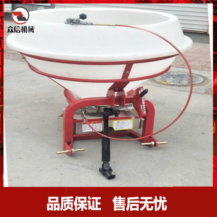 不锈钢撒肥机热卖拖拉机后挂大型撒肥器加厚单双圆盘塑料桶撒播机