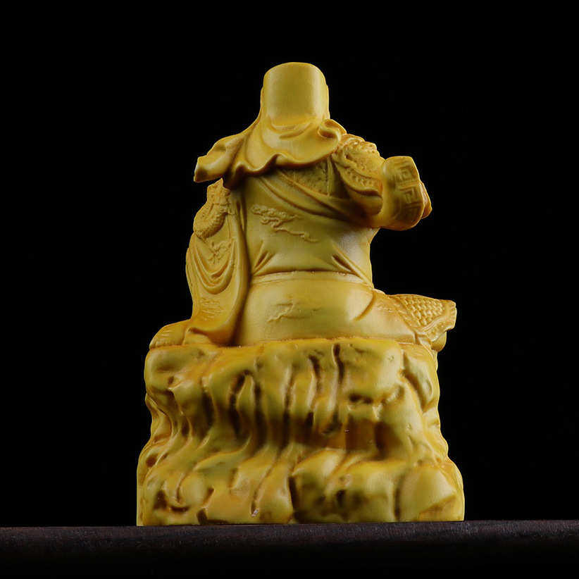 黄杨木雕坐关公人物车摆件 家居办公装饰武财神忠义关二爷工艺品